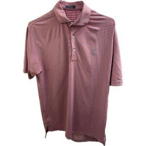 Turtleson Shirt Adult Medium Red Blue  Striped Golf Polo Mens 1917 Embroidered